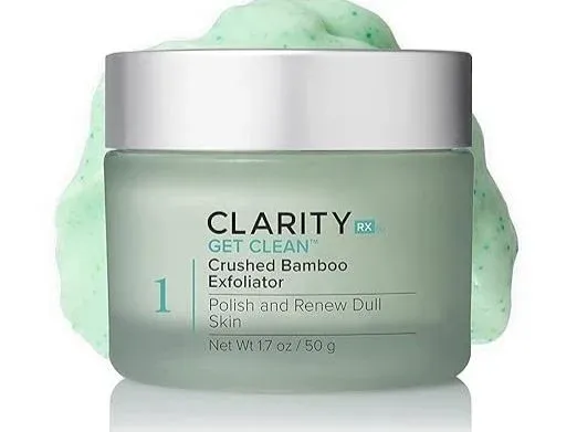 Jar of ClarityRx Get Clean Crushed Bamboo Exfoliator.